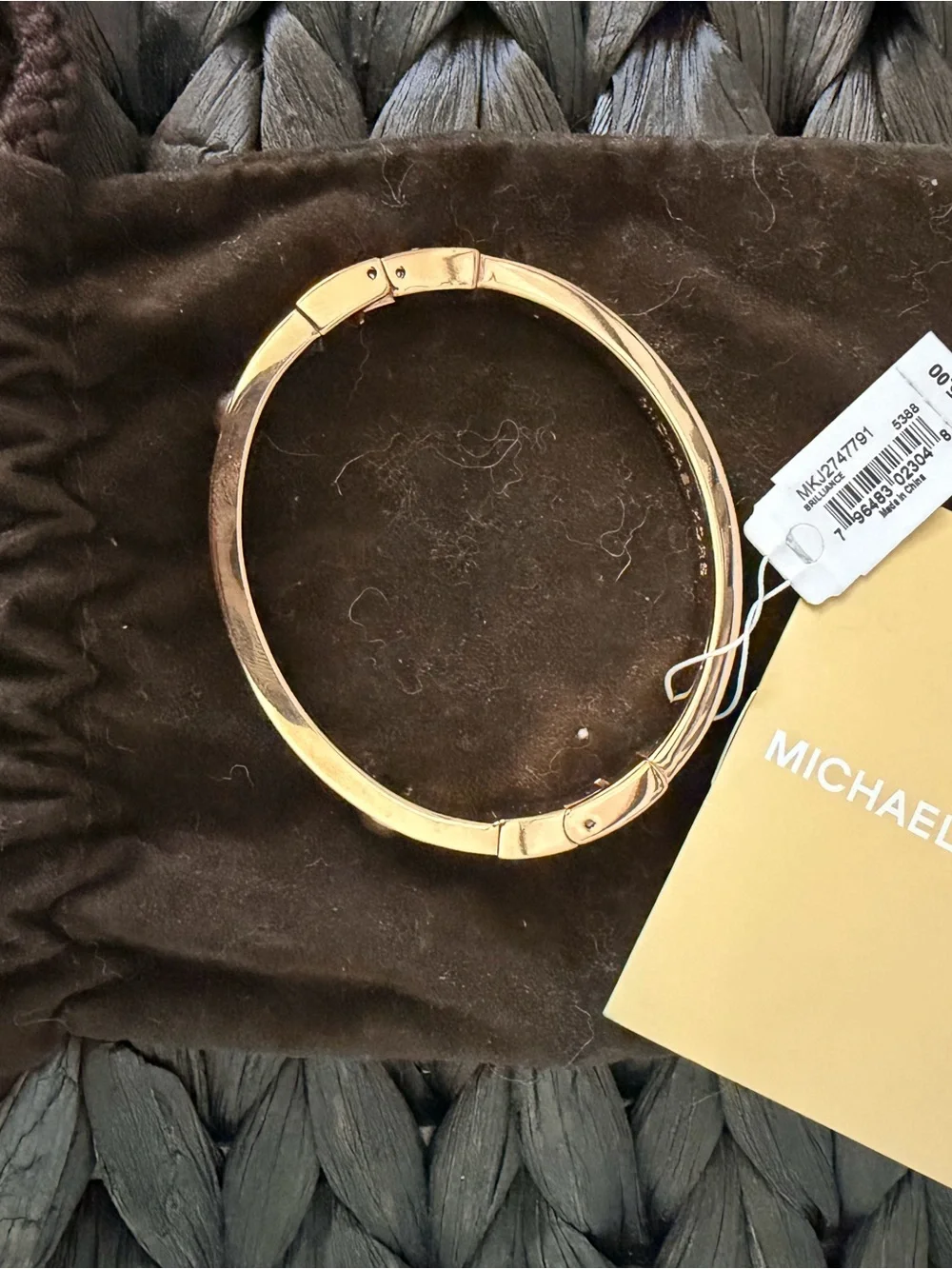 Michael Kors Rose Gold-Tone Crystal Pavé Astor Stud Hinged Bangle Bracelet